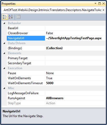 NavigateTo URL Properties