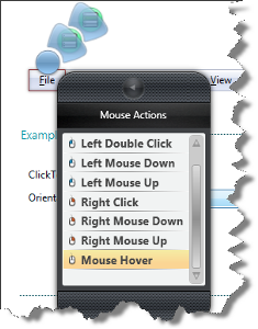 Selecting "Mouse Hover" will add the desktop command to the test as a stand-alone step.