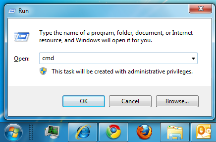 Bring up a command prompt console window