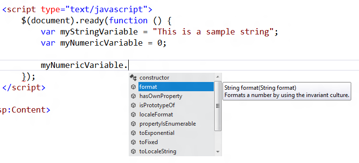 JavaScript Intellisense Numerical