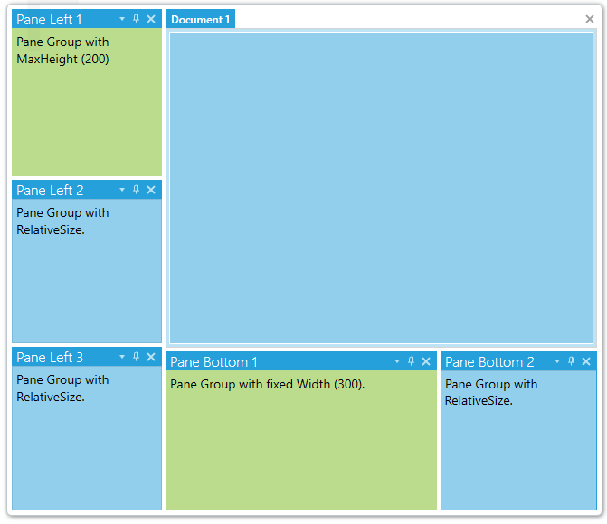 9. dock - fixed size Telerik UI for WPF - RadDocking - fixed panes