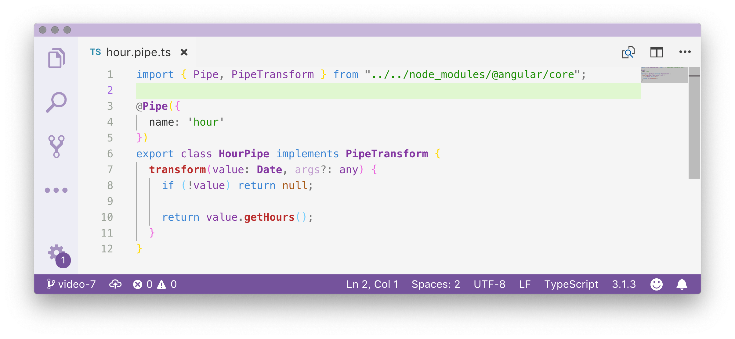 screenshot of hour pipe code