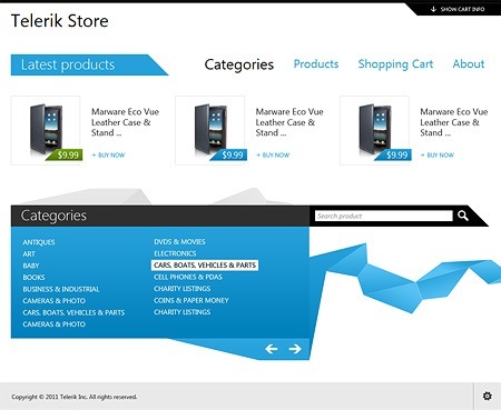 Telerik Store home page