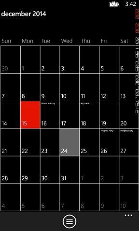 Calendar for Xamarin.Forms Windows Phone by Telerik