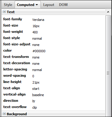 Firefox Computed Styles