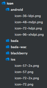 Files within the www/res/icon/android and iOS directories