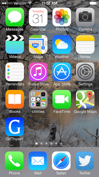 iOS home screen containing the custom GifThyself project icon