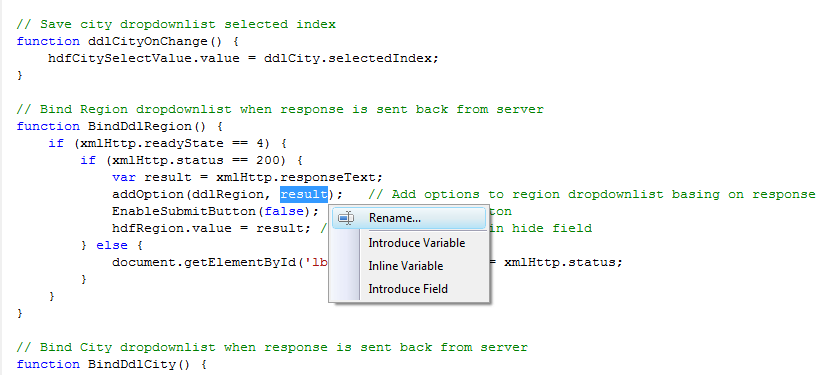 JustCode JavaScript refactorings