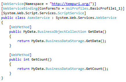 Simple ASMX service definition