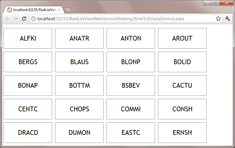 RadListView markup for binding to OData service