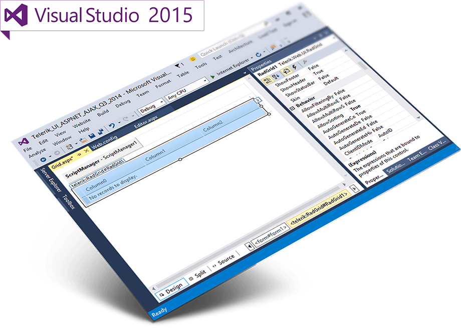 Telerik UI for ASP.NET AJAX in Visual Studio 2015 Preview