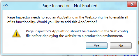 Page Inspector Warning
