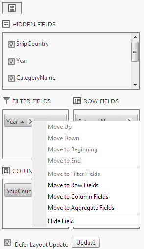 Telerik’s PivotGrid ConfigurationPanel