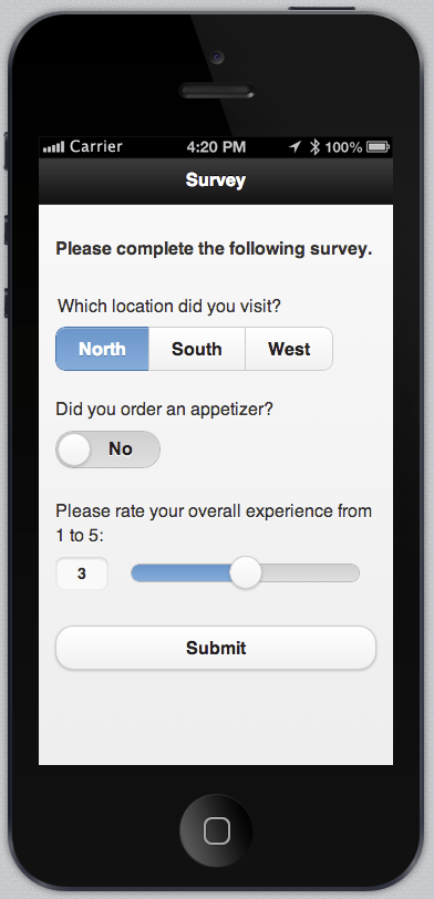 Display of the form built with jQuery Mobile in Icenium's iOS simulator