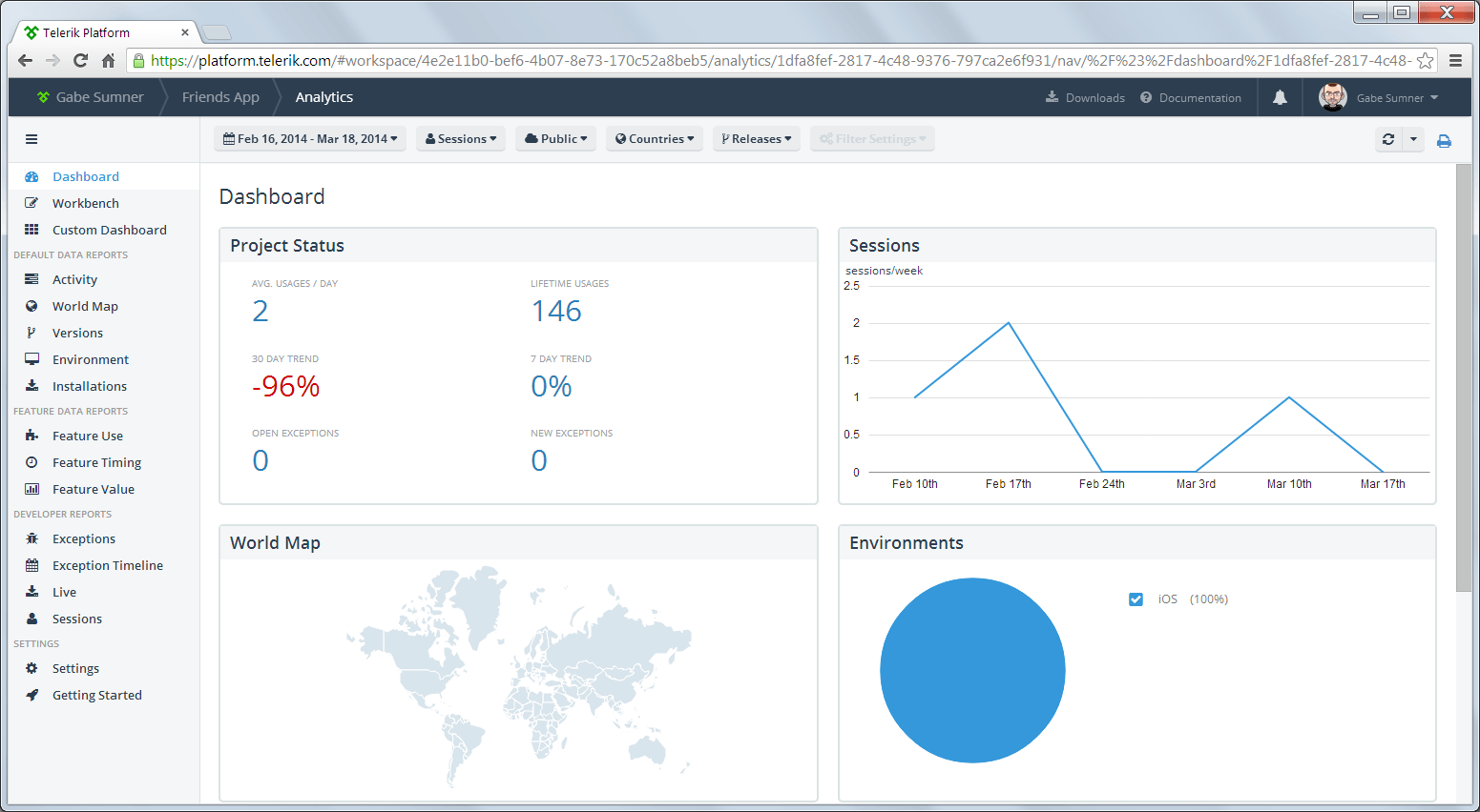 Telerik Analytics inside the Telerik Platform