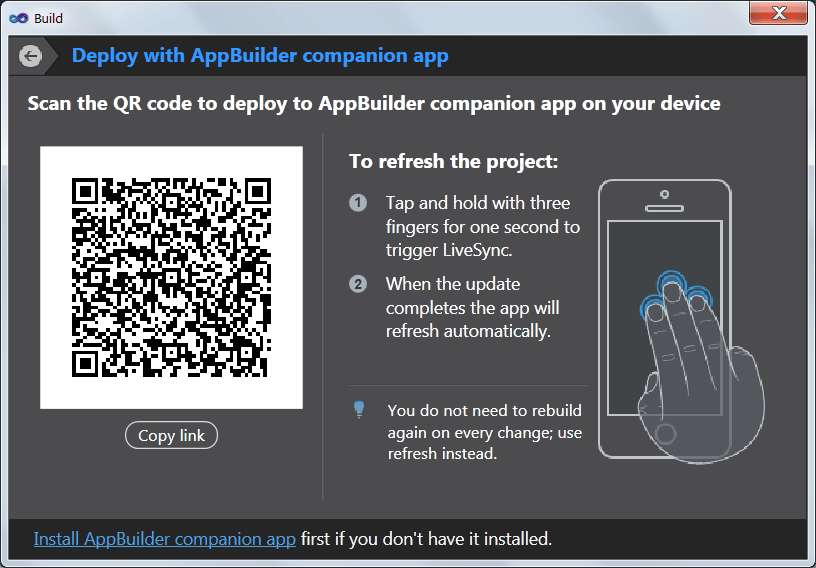 Telerik AppBuilder Companion App