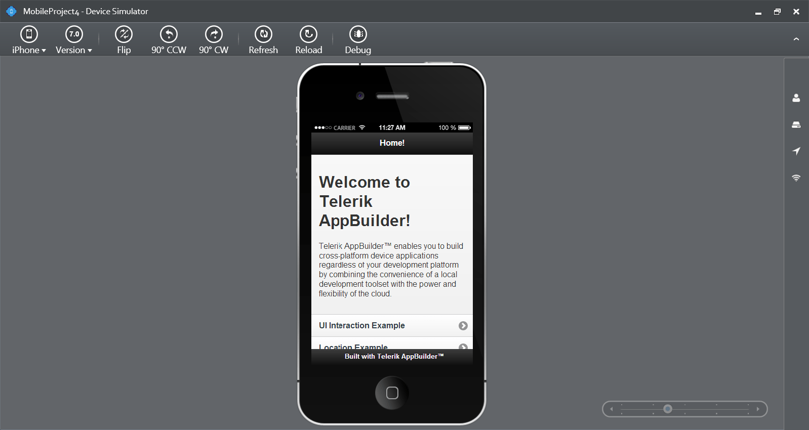 Telerik AppBuilder Mobile Simulator inside Visual Studio