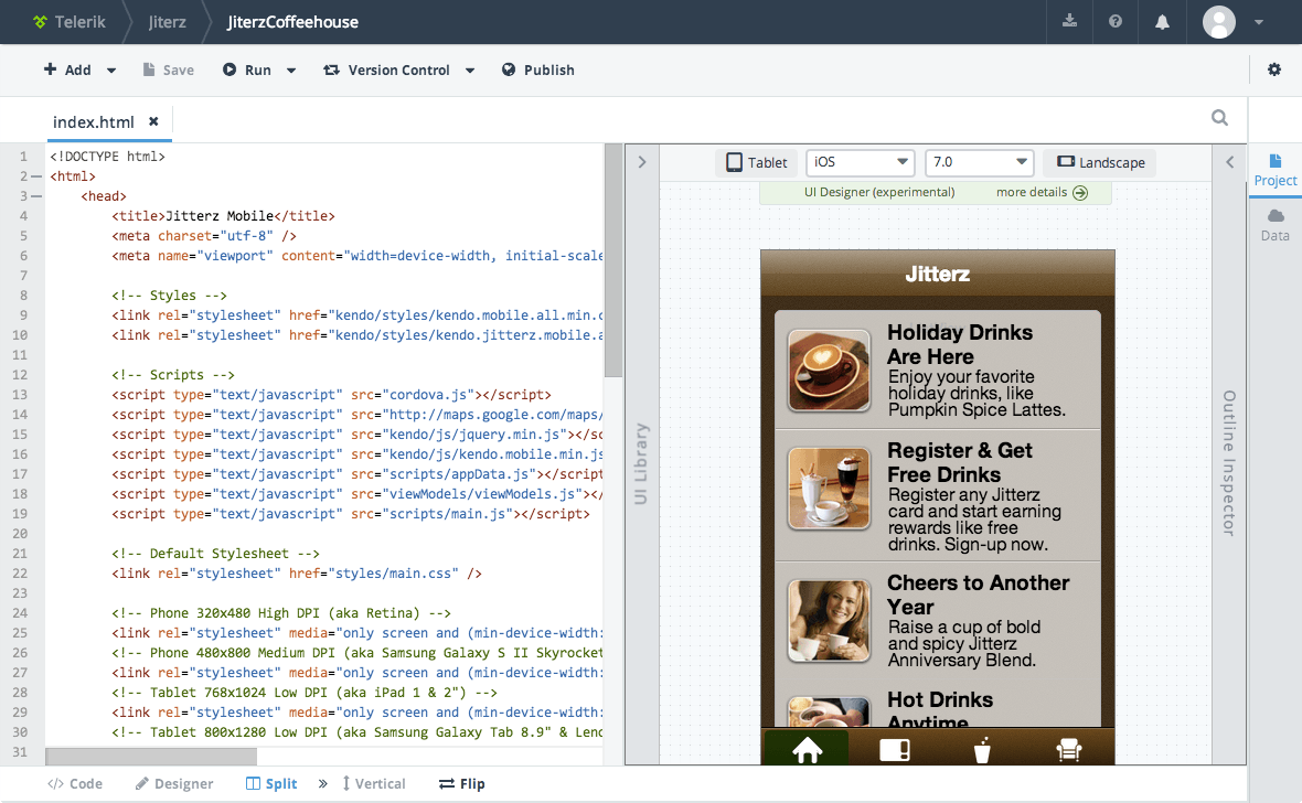 Telerik AppBuilder: Code-Designer Split