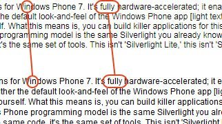 Silverlight 5 text (bottom) has improved clarity