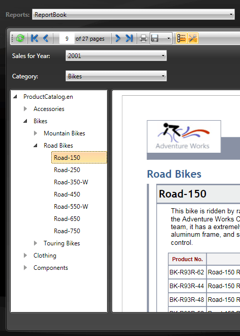 Telerik Reporting WPF Document Map