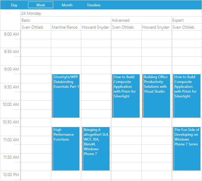 4. WPF - scheduler resource Telerik UI for WPF - RadSchedule View - hierarchical resource grouping