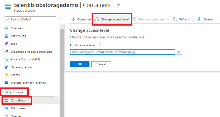 UI for ASP.NET Core Azure Access Level