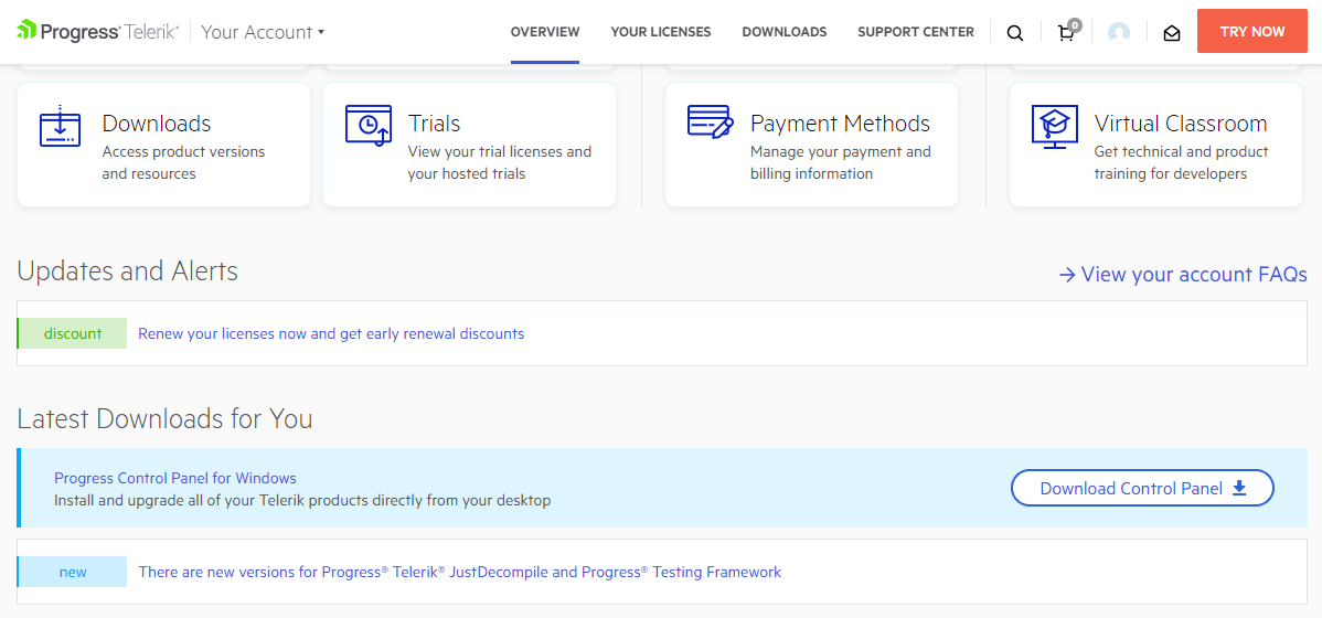 UI for ASP.NET Core Download Progress Control Panel
