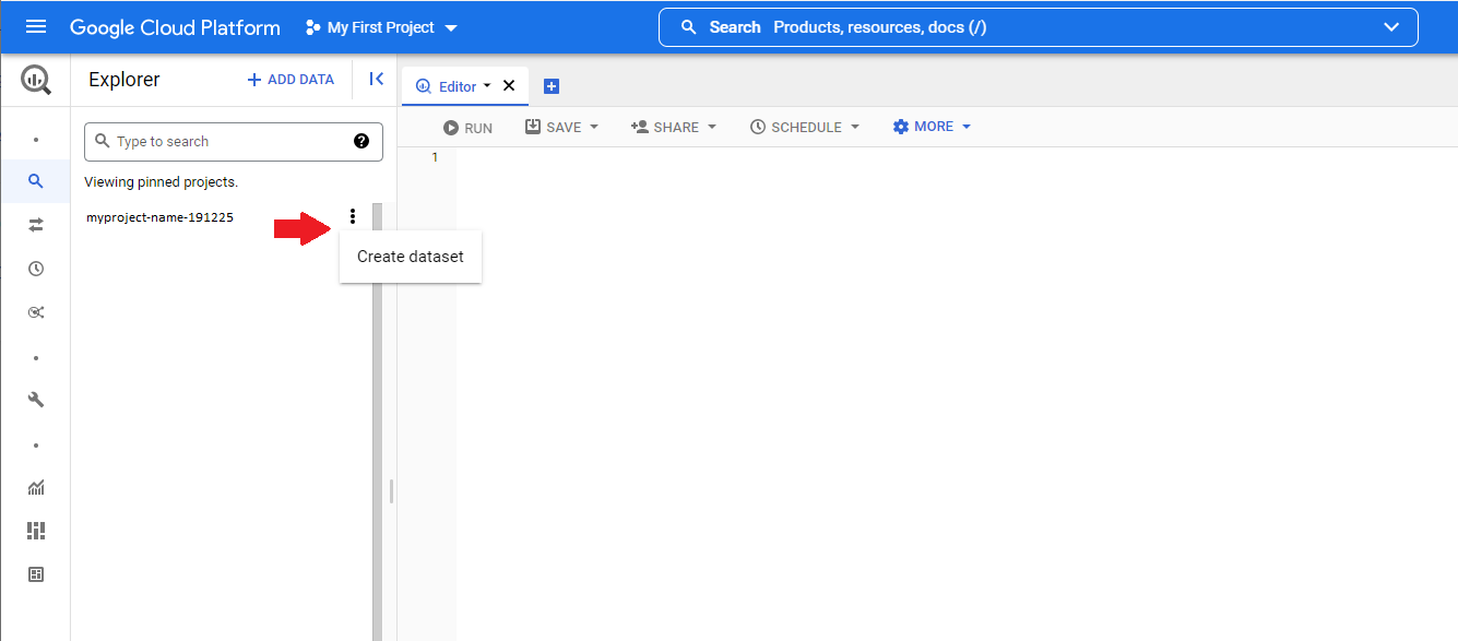 UI for ASP.NET Core Google cloud dataset