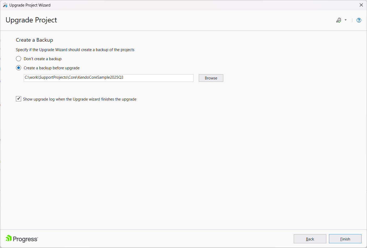 UI for ASP.NET Core Creating backup