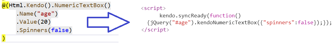 UI for ASP.NET MVC Server-side wrapper outputs HTML and JavaScript