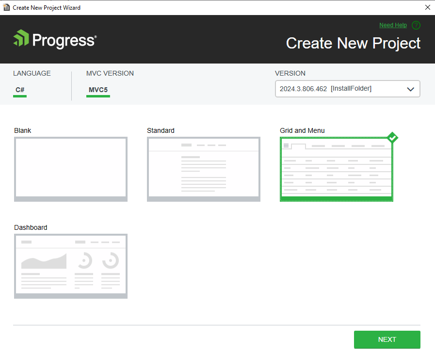 UI for ASP.NET MVC New Project Wizard templates