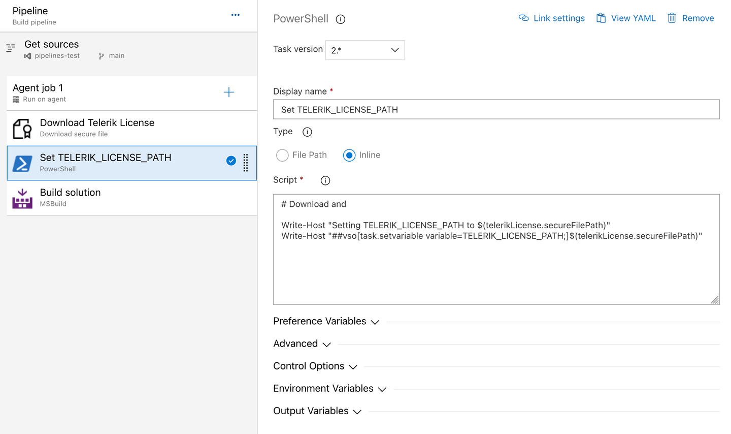 Azure PowerShell task