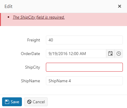 UI for ASP.NET MVC Grid popup validation summary
