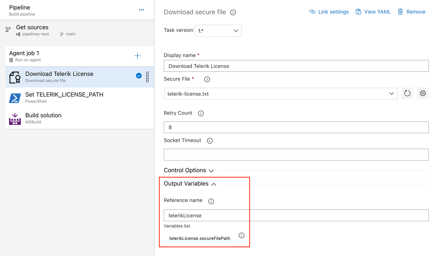 Azure Output Variable
