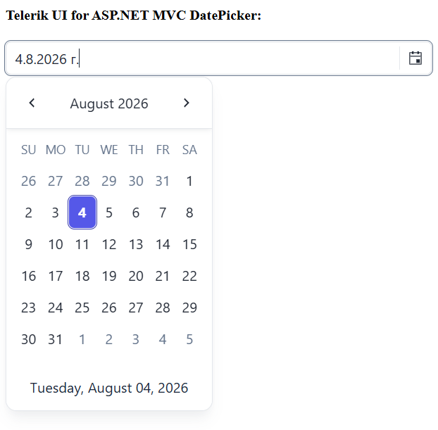 UI for ASP.NET MVC Sample page