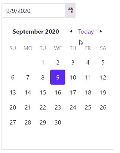 DatePicker popup resizing gif