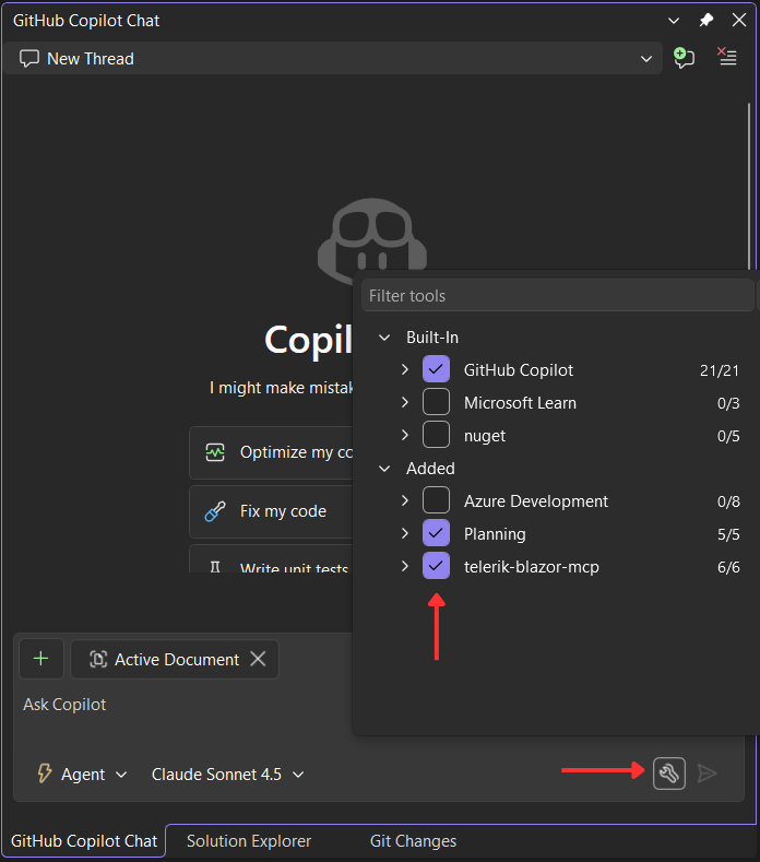 Enable MCP Server tools in Visual Studio