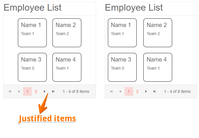 listview justified items