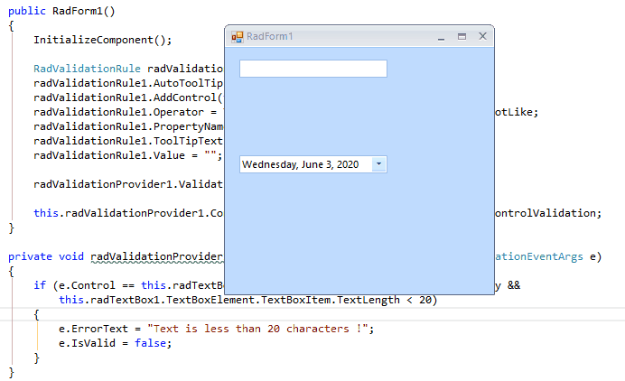 Validate Text Length in UI for WinForms ValidationProvider - Telerik Forums