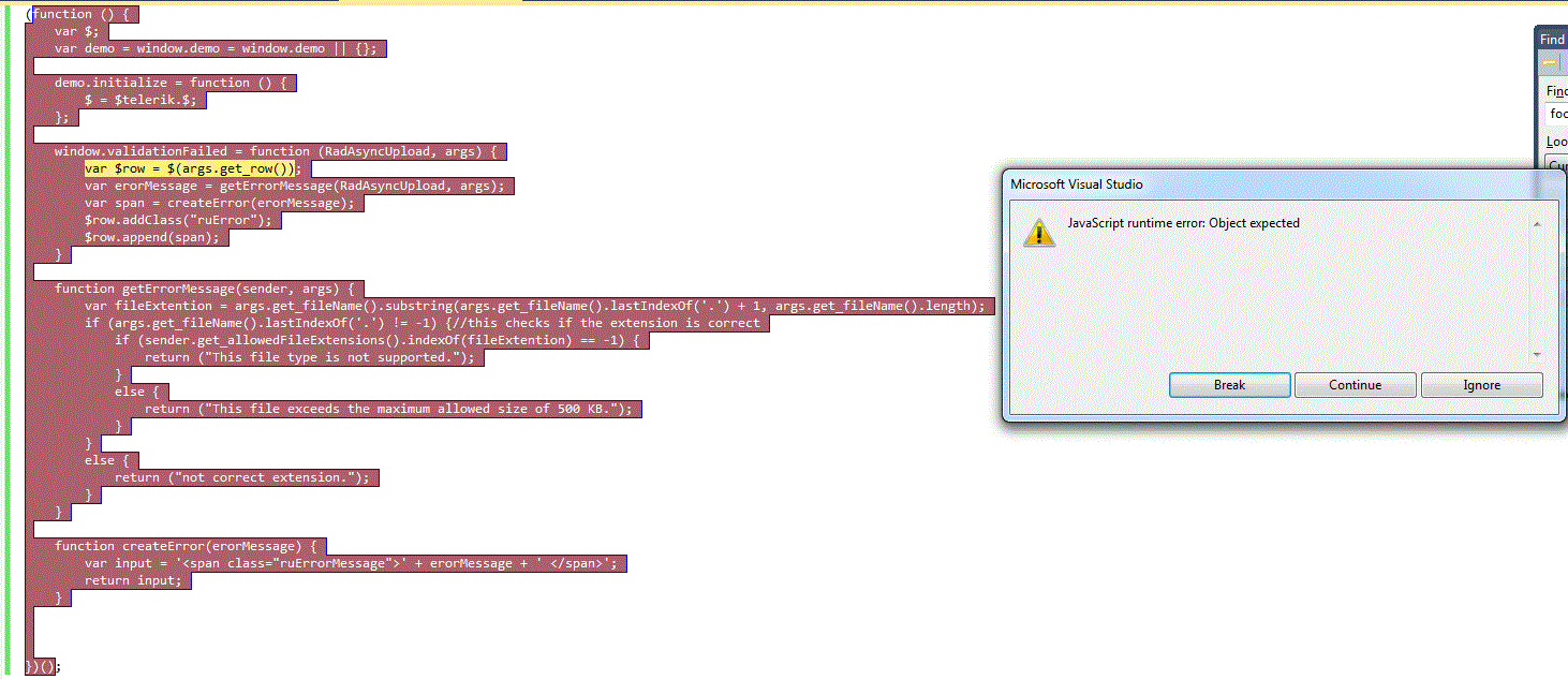 client side validation is failing asyncupload ui for asp net