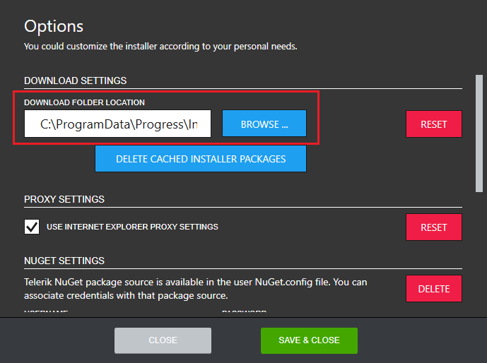 Progress Control Panel Current Download Folder