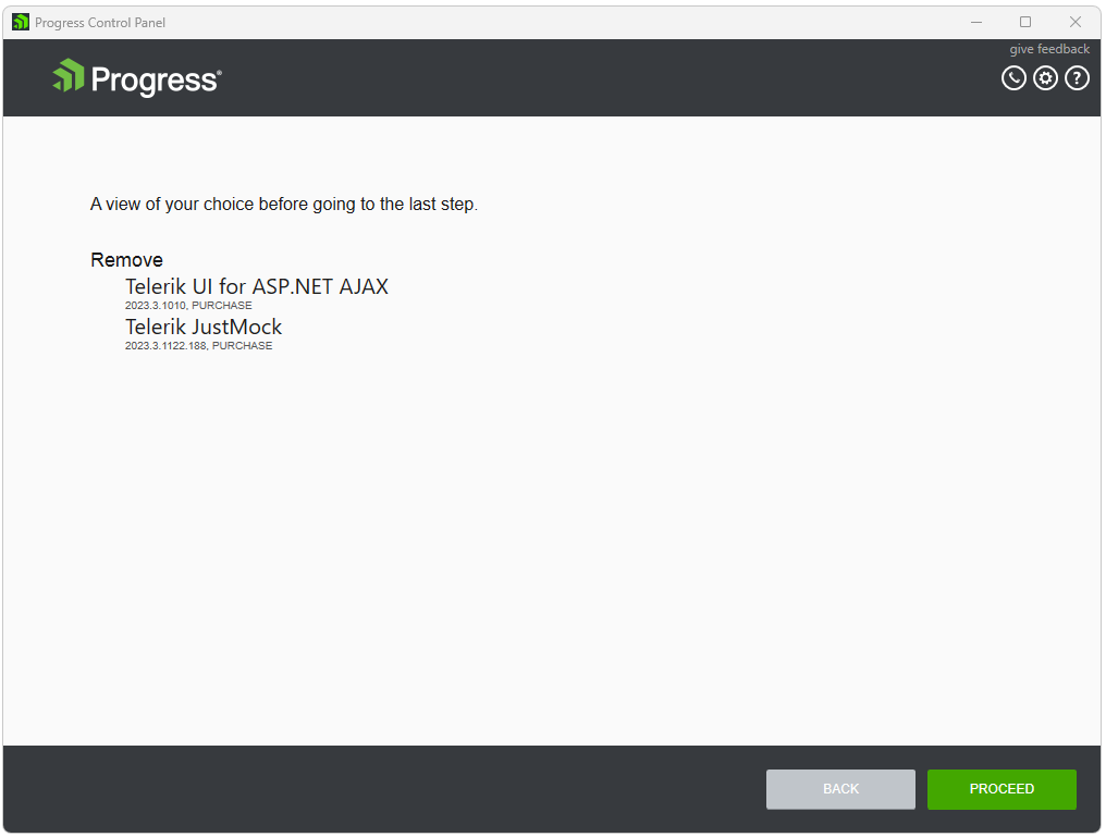 Proceed Remove Products Step