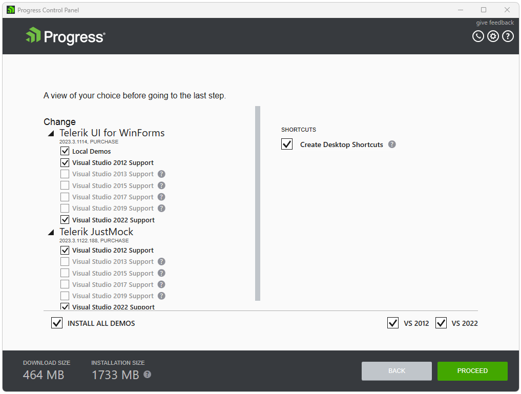 Turn On Off Features Continue Telerik Product
