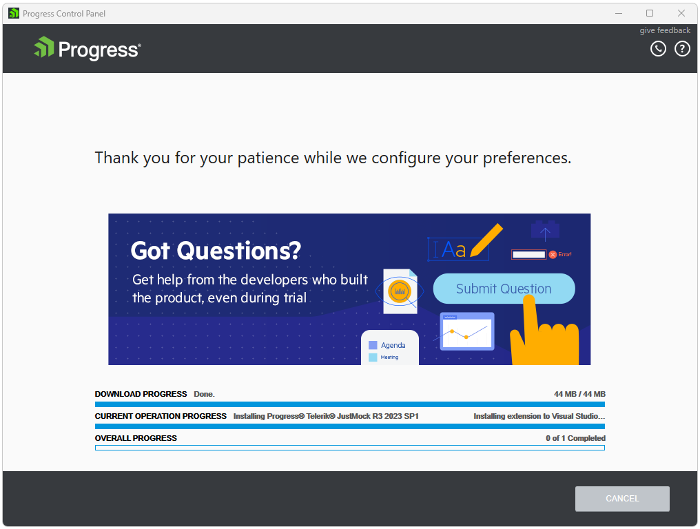 Update Installing Telerik Product