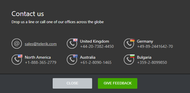 Contact Us Telerik Control Panel