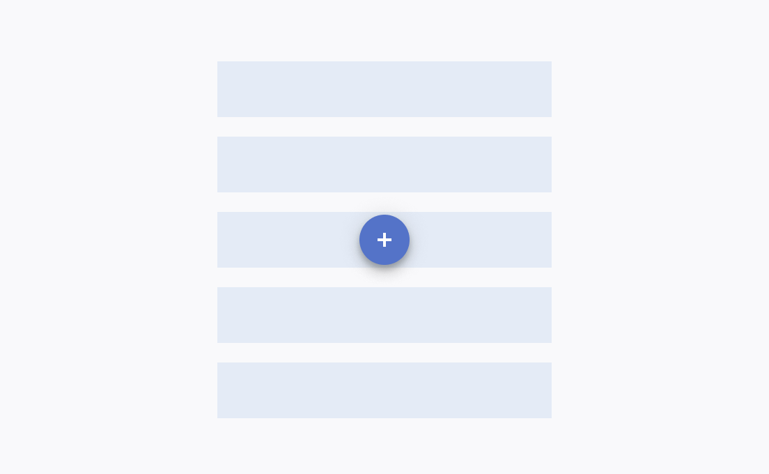 Do not place the Telerik and Kendo UI FloatingActionButton in a manner that hides the content and affects the visibility. A Telerik and Kendo UI FloatingActionButton improperly positioned with respect to the content layout.