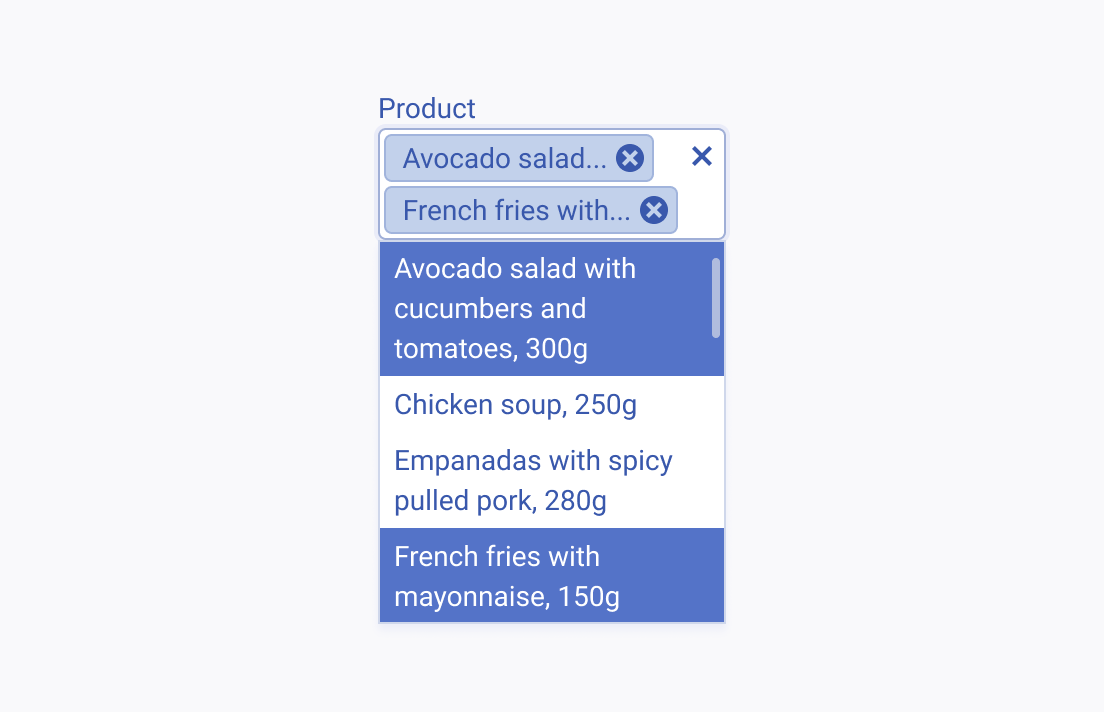 Do not use circumstantial and excessively long descriptions of the Telerik and Kendo UI MultiSelect options. A Telerik and Kendo UI MultiSelect rendering long and wordy option descriptions spanning more than a single row.
