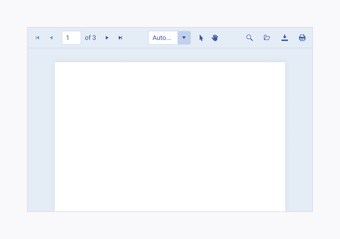 Group the toolbar tools when working with the Telerik and Kendo UI PDFViewer. A Telerik and Kendo UI PDFViewer demonstrating a correct grouping of the tools