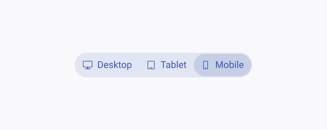 Use consistent icons for the segments inside a Telerik and Kendo UI SegmentedControl regardless of their state. A Telerik and Kendo UI SegmentedControl using consistent icons for its segments regardless of their state.