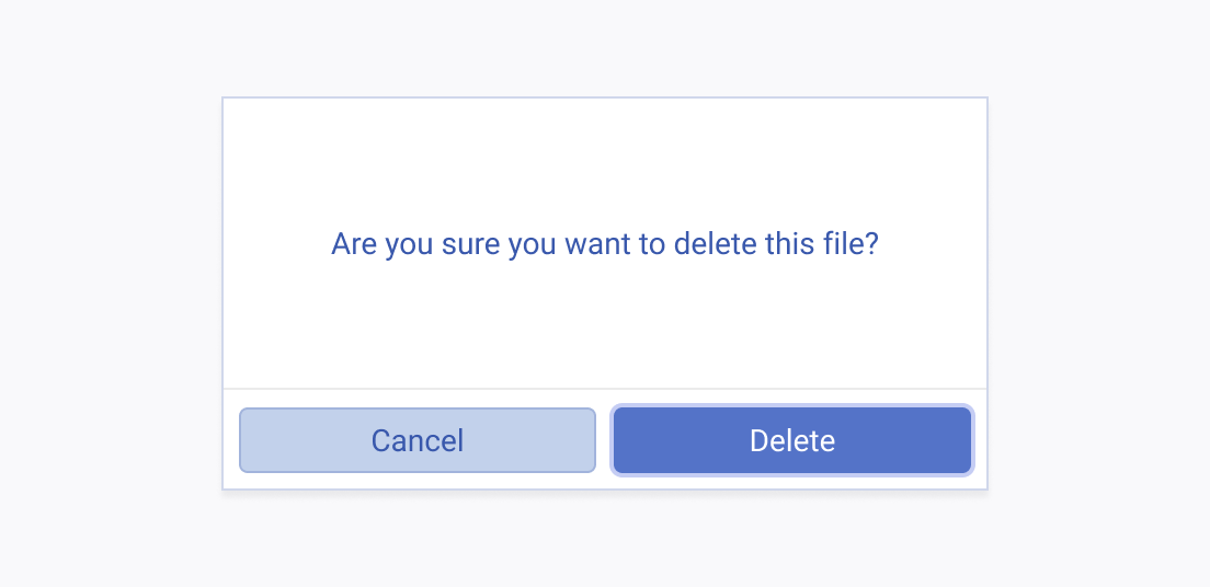 Use clearly labeled buttons when working with the Telerik and Kendo UI Dialog component. A Telerik and Kendo UI Dialog with clearly labeled buttons